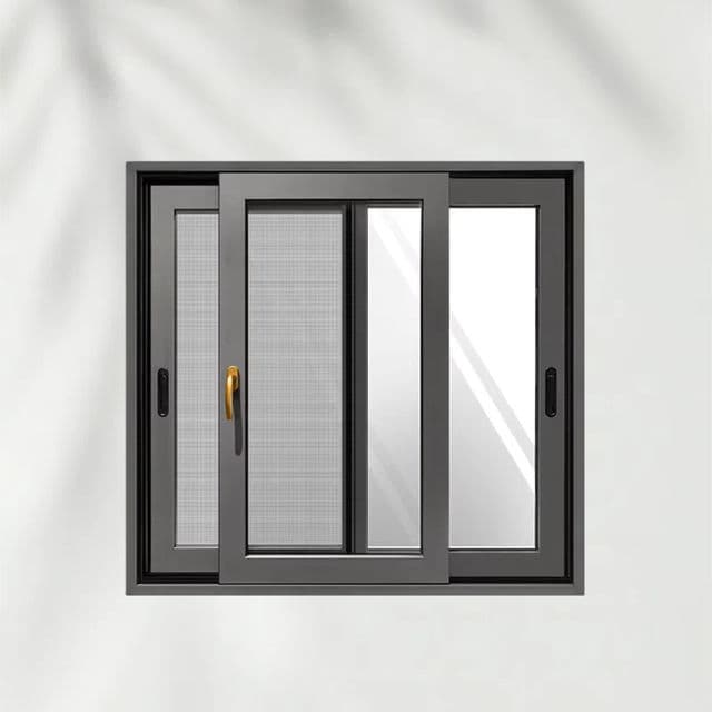 Sliding window frame in a dark grey finish