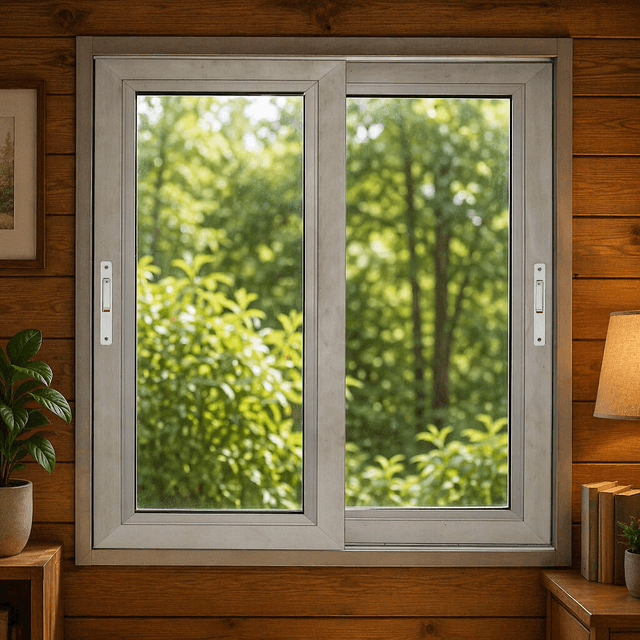 Sliding window installed in a timber lined wall