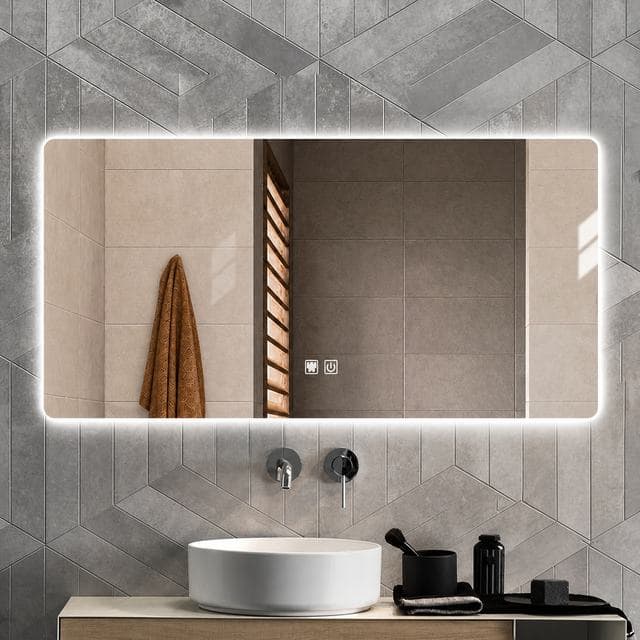 Anti-fog bathroom mirror with built-in demist pad and touch switch, view 3