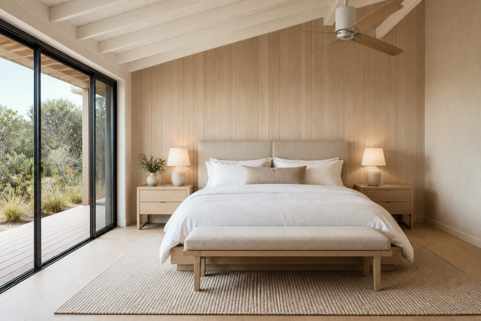 Primary bedroom with sliding doors onto the terrace