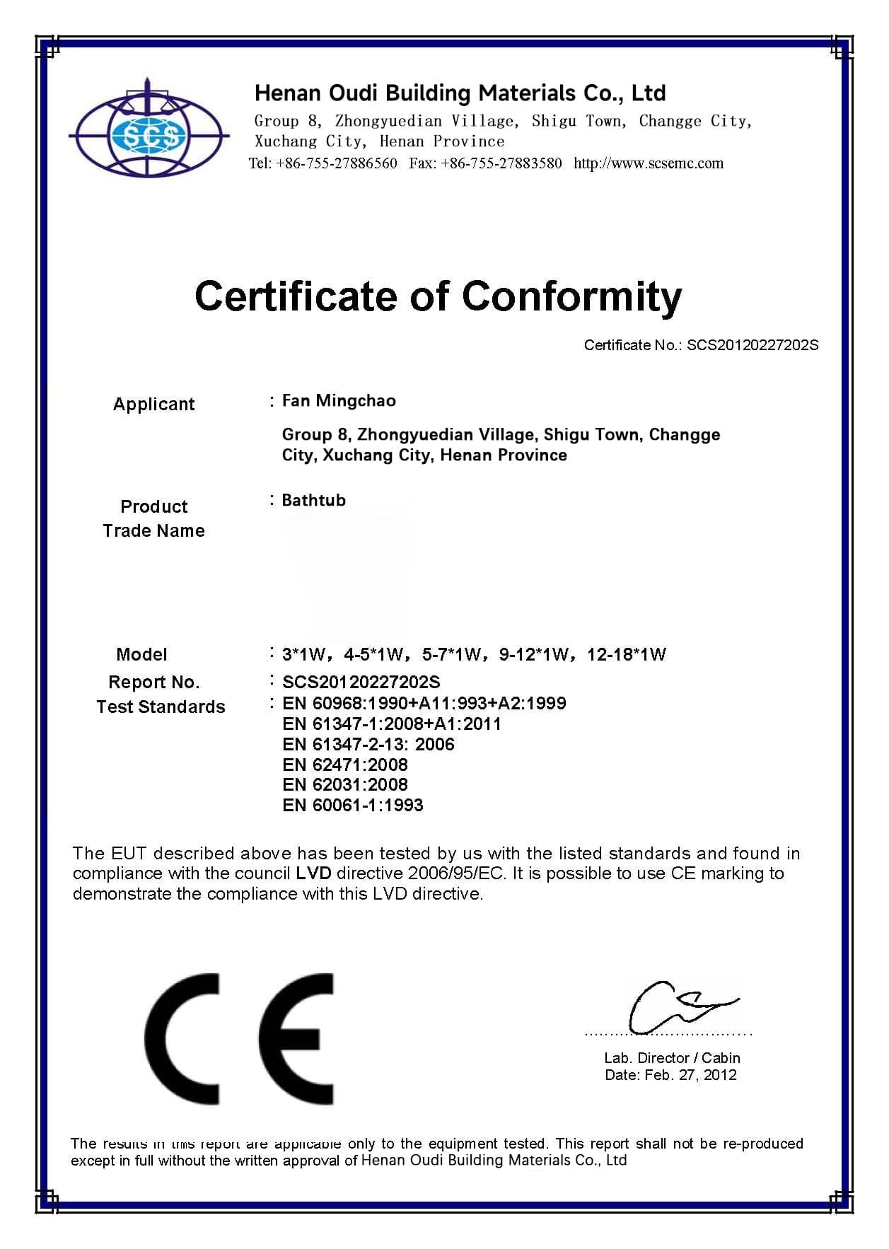 CE Certificate