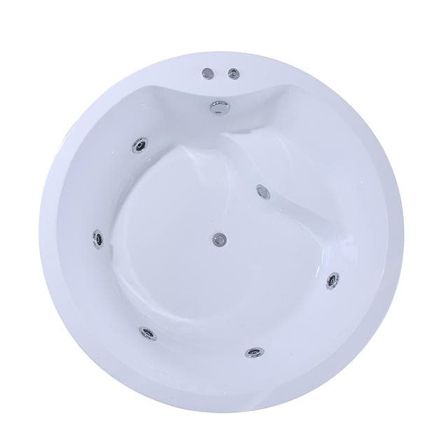 Built-in whirlpool bathtub with side wall jets and a control panel, drop-in installation