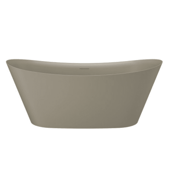Capsule-shaped freestanding bathtub with high vertical side walls and a narrow rim, view 2