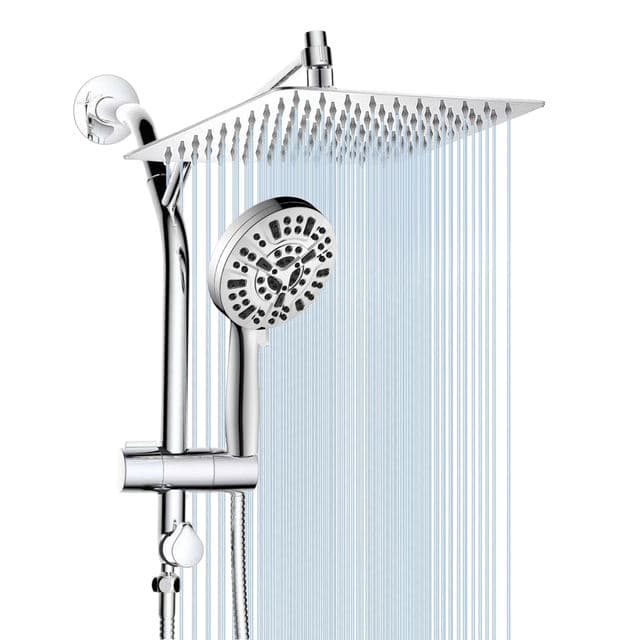 Polished chrome exposed shower set with slide bar and hand shower