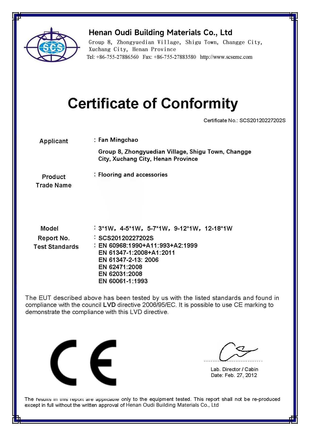 CE Certificate
