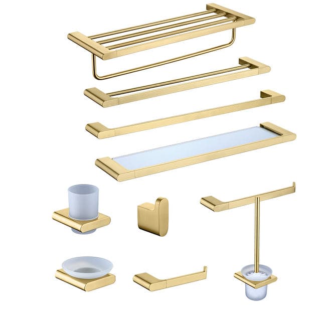 Gold hotel project bathroom hardware set with towel rail and accessories