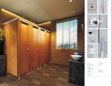 Public restroom cubicles in a hotel