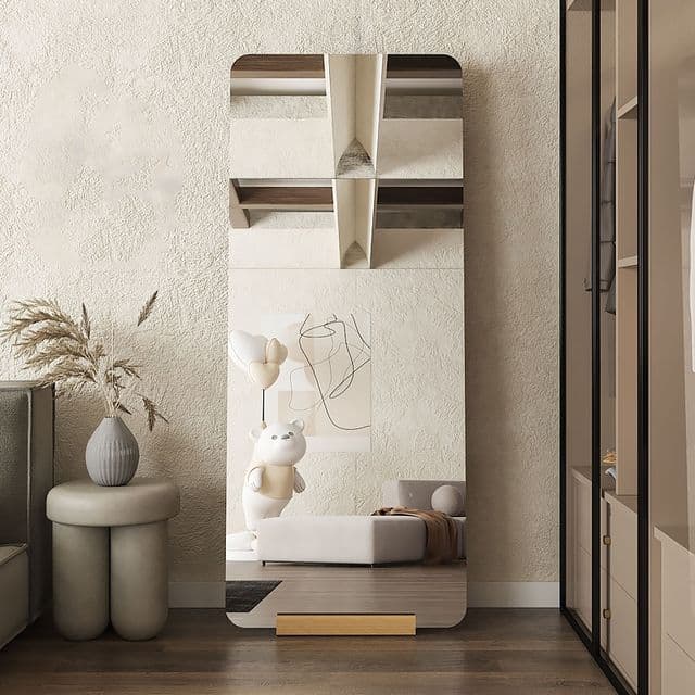 Irregular asymmetrical wall mirror in cloud and wavy shapes
