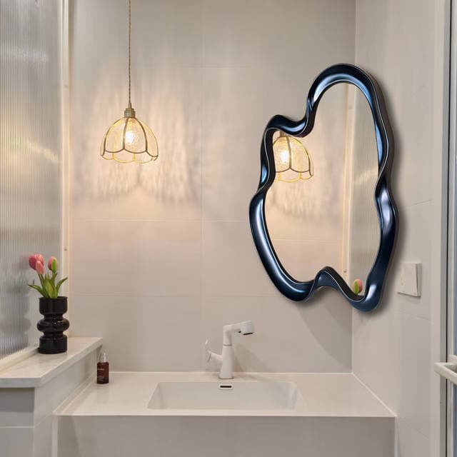 Irregular asymmetrical wall mirror in cloud and wavy shapes, view 2