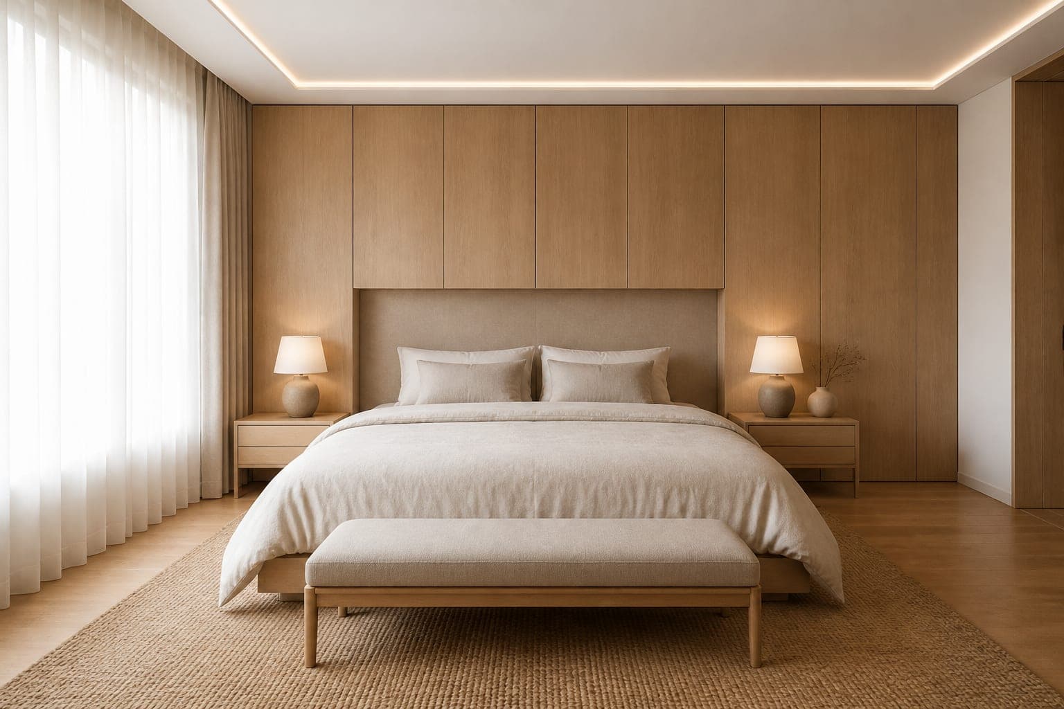 Primary bedroom in warm Korean style
