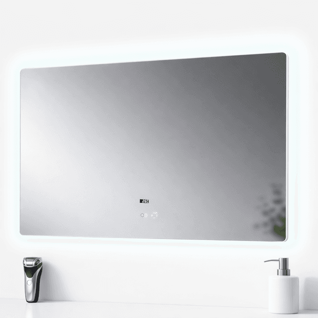 LED backlit bathroom mirror with 3CCT dimming and CRI 90 illumination