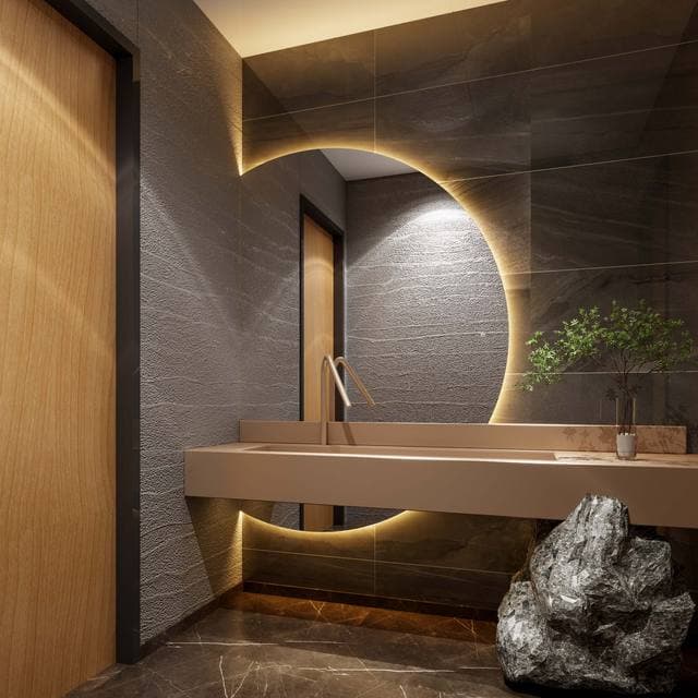 LED backlit bathroom mirror with 3CCT dimming and CRI 90 illumination, view 2