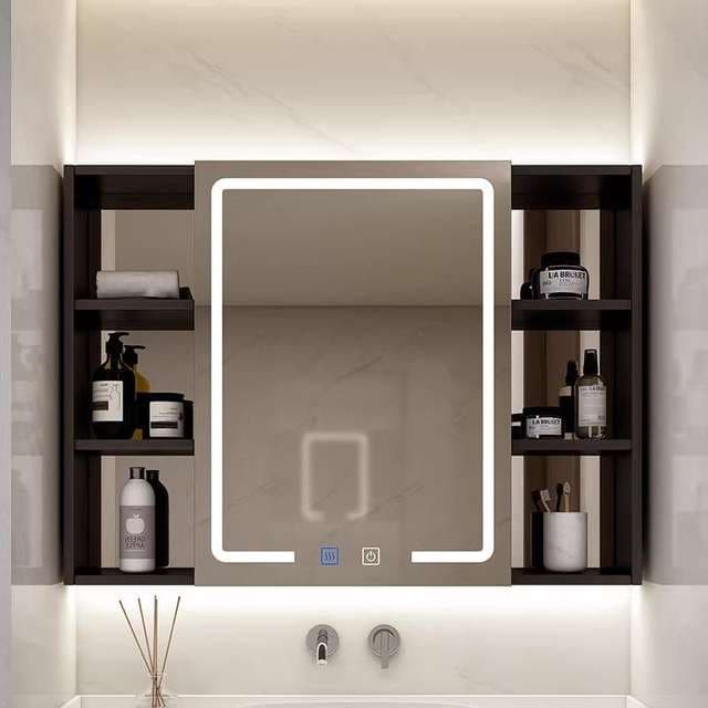 LED mirror cabinet with soft closing doors and 3CCT dimmable lighting, view 3