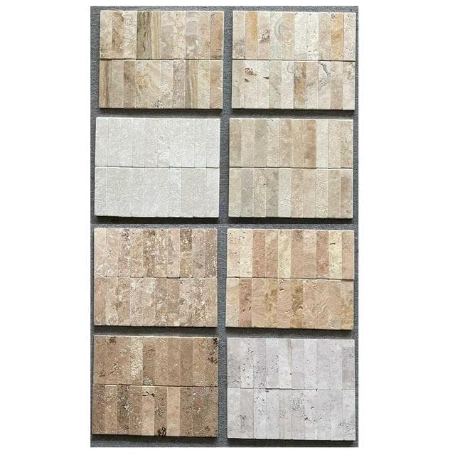 Travertine tiles in a range of natural tones