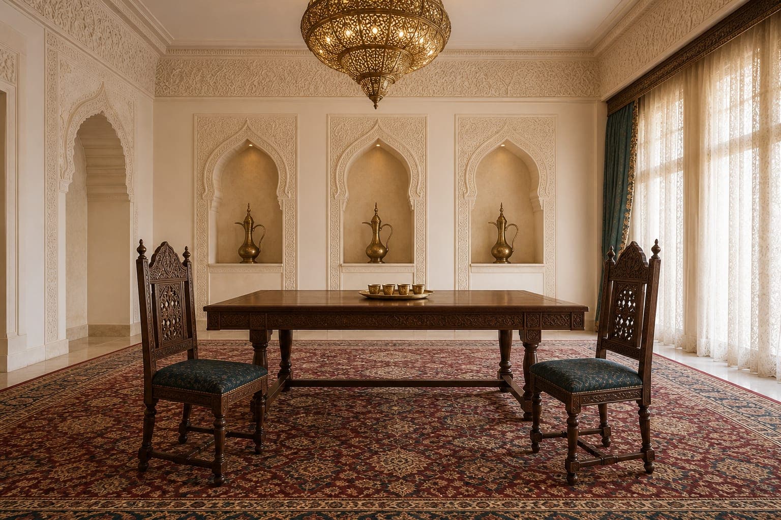 Dining room in traditional style