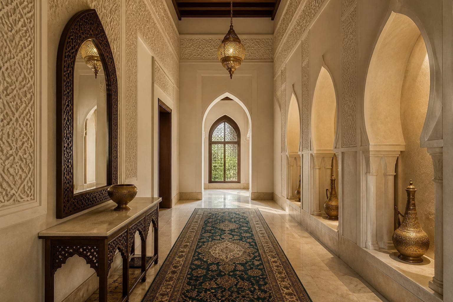 Entry with a row of pointed arches