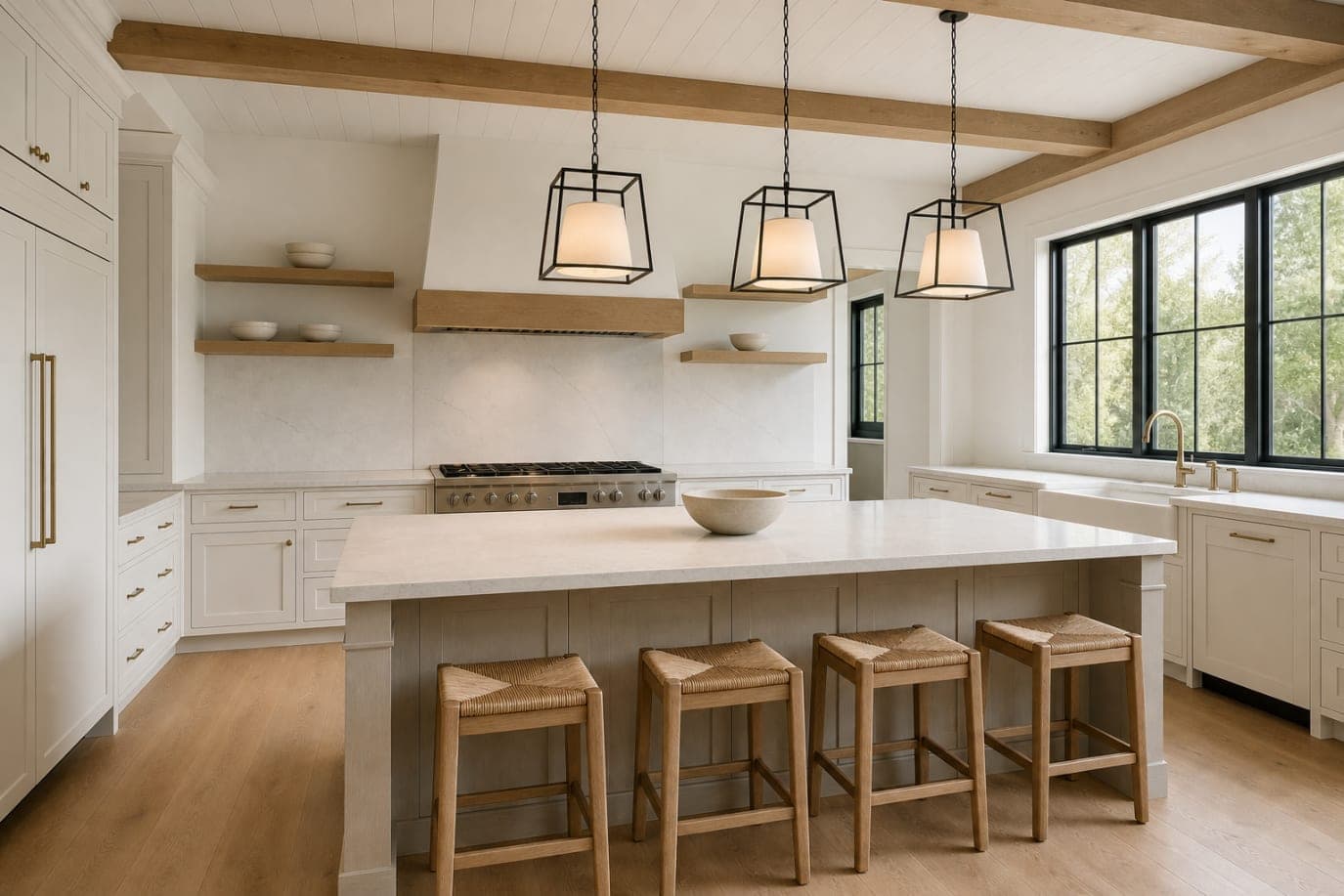 Open kitchen with a large island