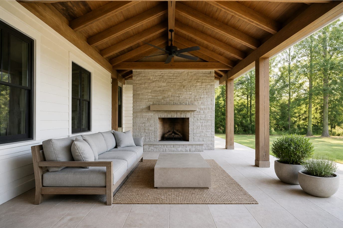 Covered porch and outdoor living