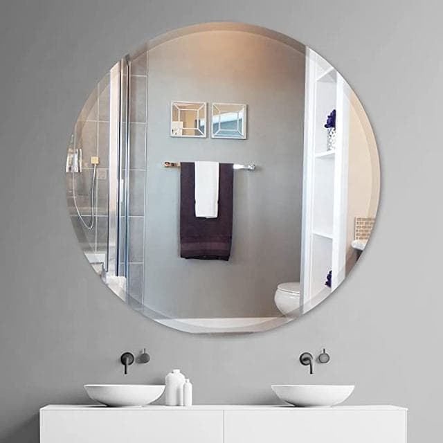 Plain frameless bathroom mirror with polished and bevelled edge options, view 2
