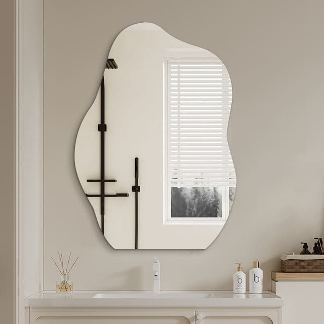 Plain frameless bathroom mirror with polished and bevelled edge options, view 3
