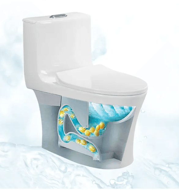 Two-piece toilet with a separate cistern bolted to the bowl