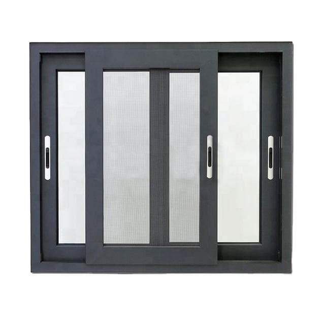 Aluminium sliding window with a stainless steel mesh panel