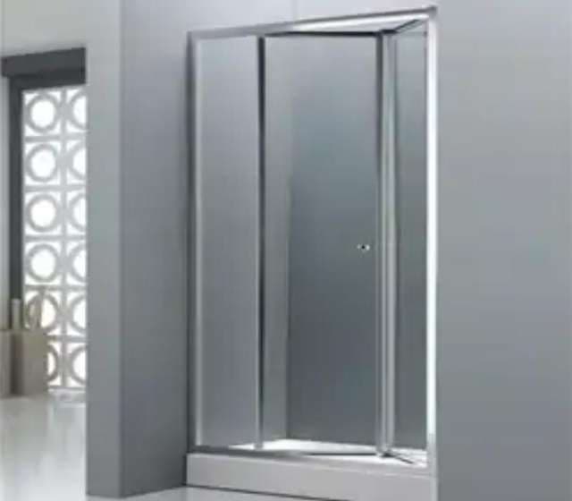 Folding bi-fold shower door with aluminium frame for small bathrooms
