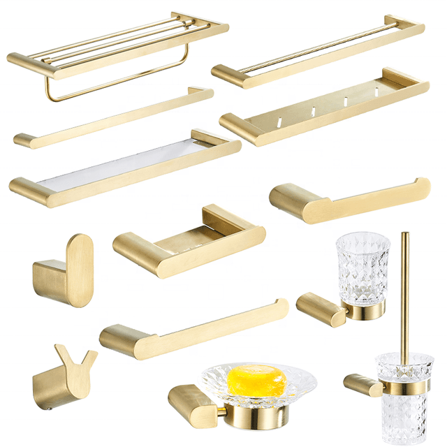 PVD brushed gold hotel project bathroom hardware set
