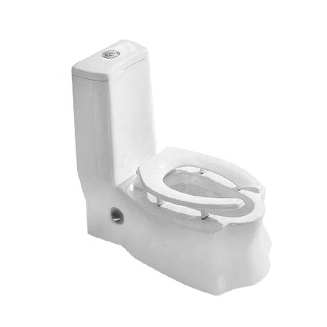 One-piece toilet with a seamless ceramic body and a soft-close seat