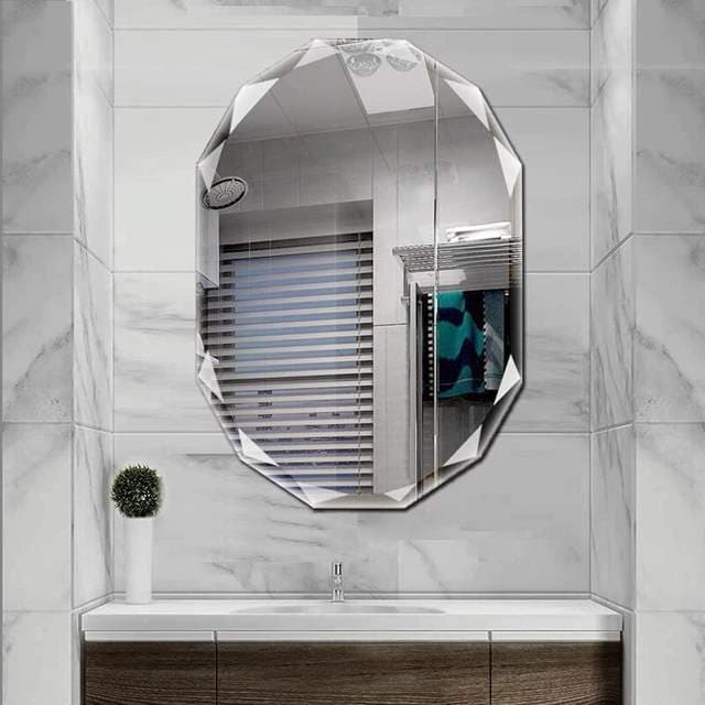 Plain frameless bathroom mirror with polished and bevelled edge options