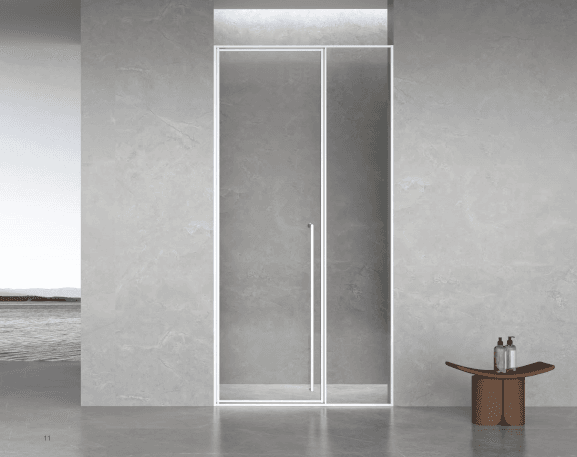 Complete shower cabin with acrylic tray, back panels and sliding door