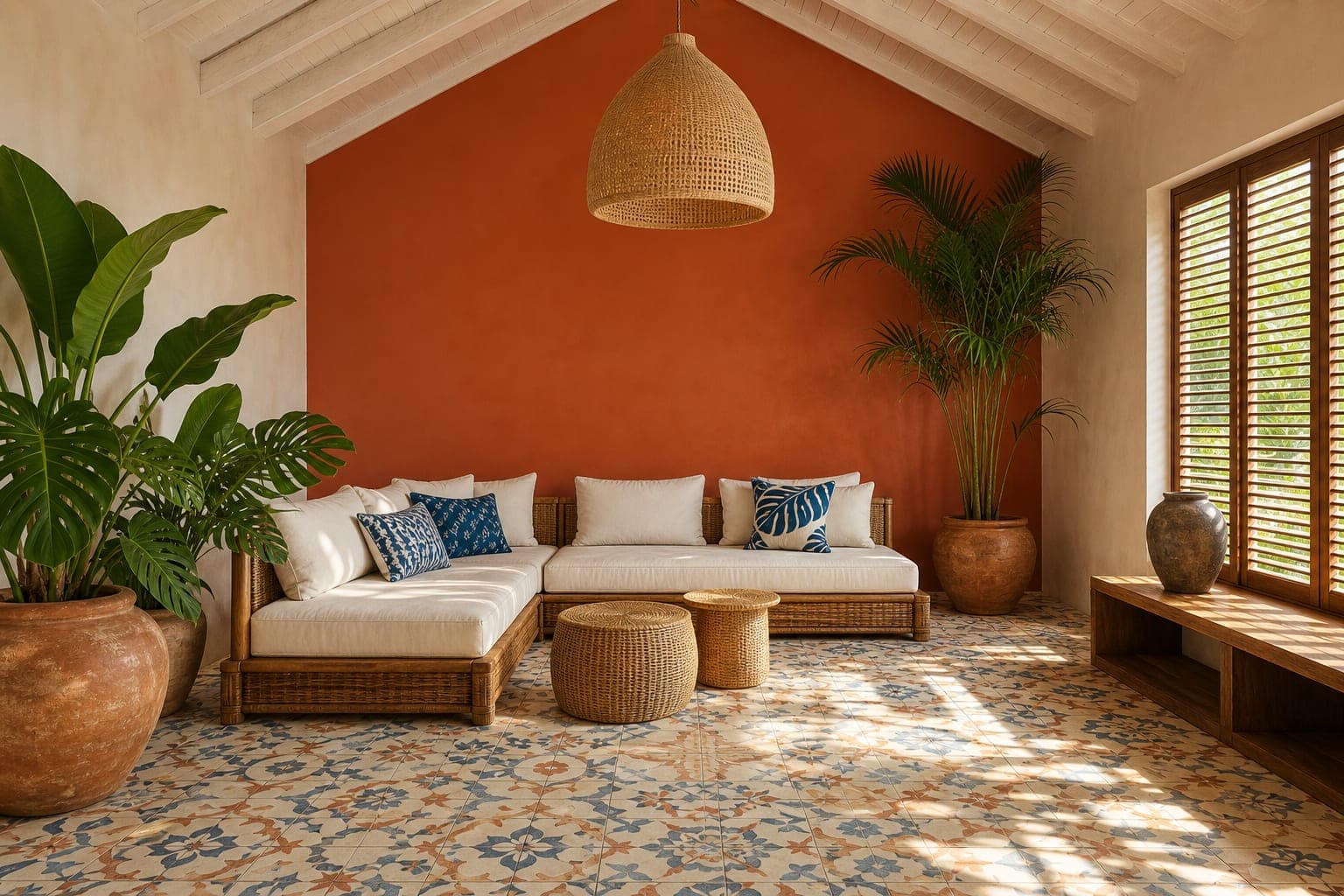 Living room in tropical modern style