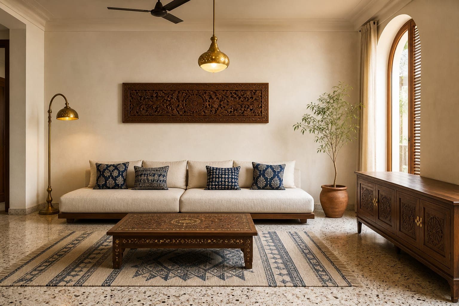 Living room in contemporary Indian style