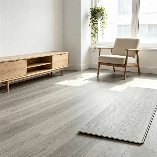 SPC rigid core vinyl plank flooring in a living room